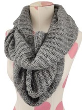 Sweater Cableknit Grey Infinity Scarf Winter Accessories 12 Inches Wide