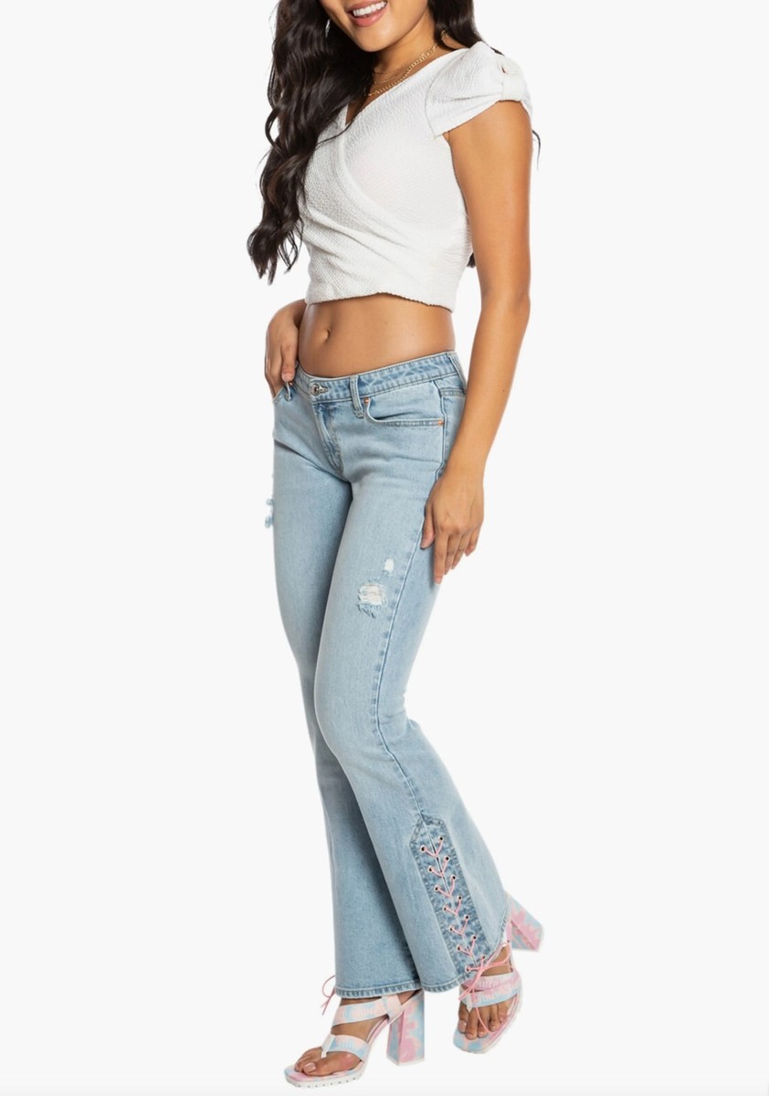 ジューシークチュール デニム 27　フレア JUICY COUTURE LOW RISE MALIBU LIGHT WASH LACE-UP FLARE JEAN
