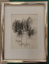 Roberto Crippa disegno firmato con cornice foglia oro originale, pezzo unico