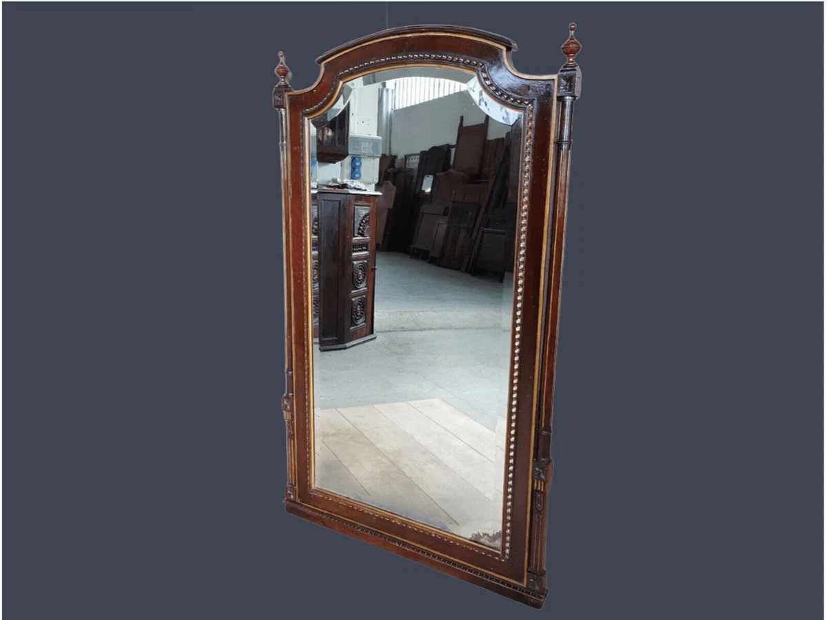 Grand Miroir De Cheminée Style Louis XV Doré, époque XIXe Siècle, Cadre En Bois - Pièce D'époque Décorative