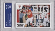 PATRICK MAHOMES ROOKIE CARD 2017 Score Football RARE GEM MINT 10 $$ RC KC Chiefs