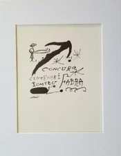 Joan Miro Concurs Centenari Pompeu Fabra Poster Print Matted Offset Litho 1980