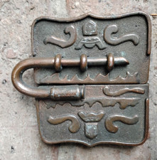 Ornate Reproduction Brass Door Slide Latch Lock Bolt Gate Cabinet 3.75 x 3.50"