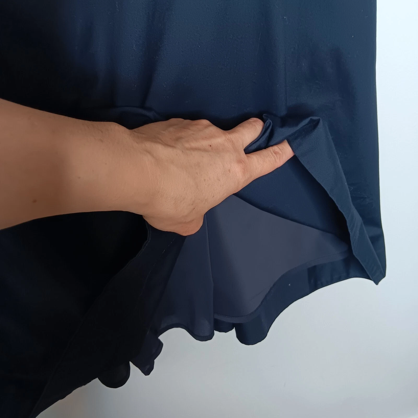 Abito donna Tory Burch aderente e svasato taglia 4 blu navy scollo quadrato foderato senza maniche