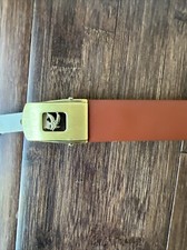 White Hawk Genuine Leather Belt Brown USA Made Brass Color Hardware W/Hawk Sz 32