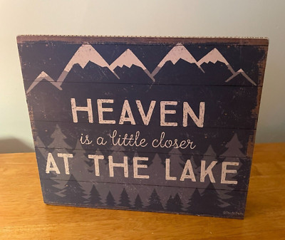 Lake Mountain Sign Rustic Wood Log Cabin Lodge Shelf Wall Forest Home Decor New