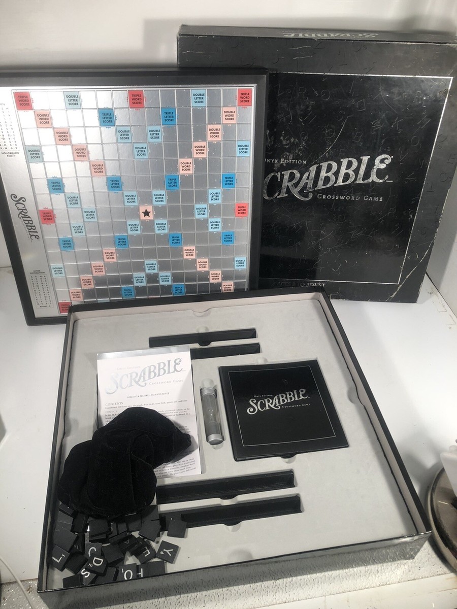 Scrabble Deluxe Onyx Edition Rotating Turntable Black Silver Scrabble Deluxe Onyx Edition Rotating Turntable Black Silver