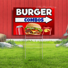 Burger Combos Yard Sign Single-Sided with metal H-Stakes