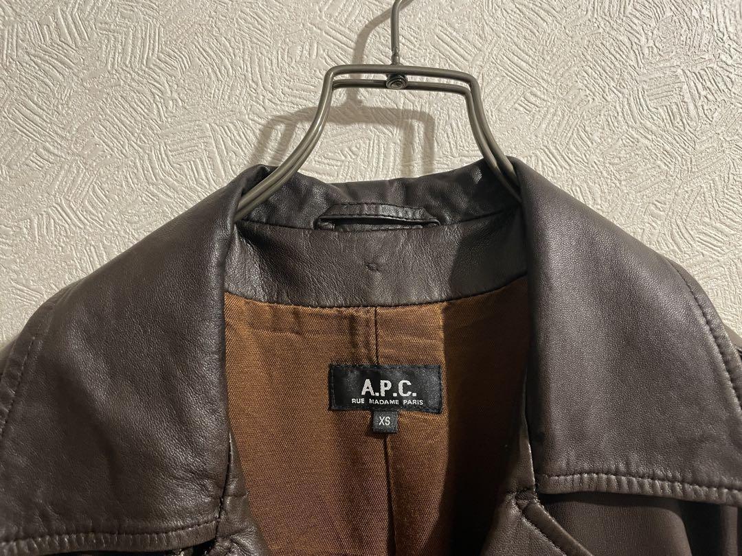 A.P.C. Lambskin Leather Riders Jacket Brown Men's Size SS
