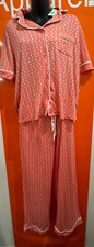 DKNY Jersey Notch Collar Pyjamas, Pink/Spot, Size Medium, New, RRP £99, b54