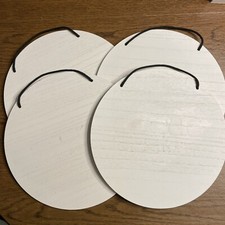 12  Round Wood Hanging Signs, Set Of 4, White Circles, USED, DIY Crafting