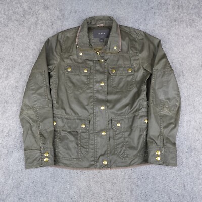 J Crew Jacket Womens Small Green Waxed Canvas Chore Barn Military