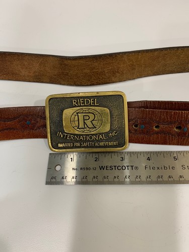 Vintage Ridel International Inc.Award For Safety Achievement Leath. Belt /Buckle - Picture 3 of 11