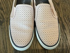 Sperry Top Sider Perforated Pink Leather Slip On Fashion Sneakers Women's US 6M