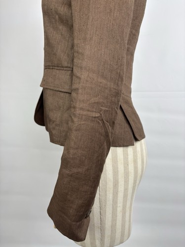 Loro Piana Women’s Brown Linen Silk Blazer Italy Size 42 Elegant Tailored - Picture 12 of 20