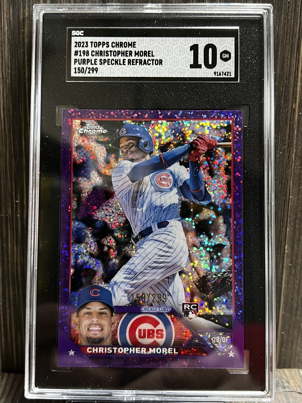2023 Topps Chrome #198 Christopher Morel RC Purple Speckle Refractor /299 SGC 10