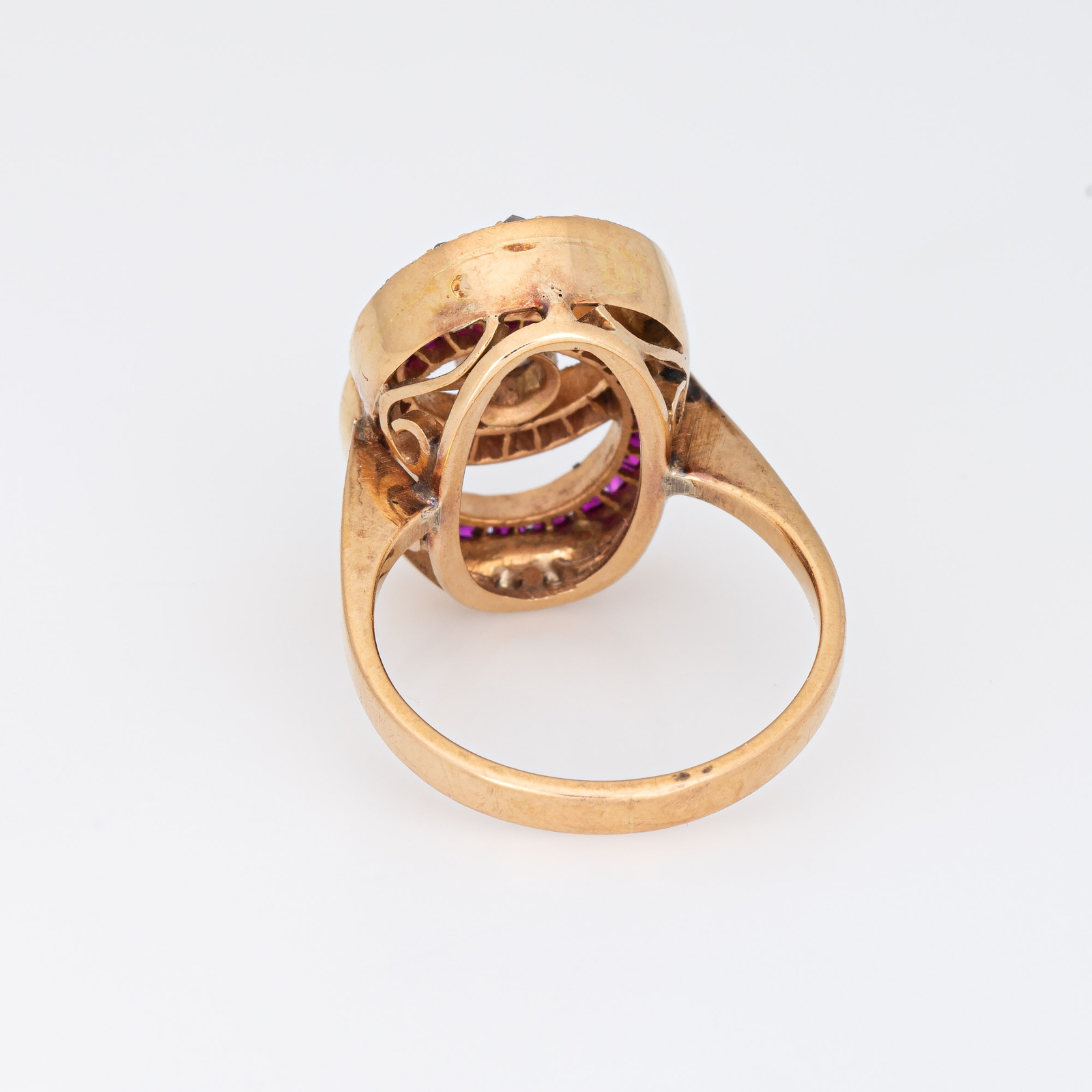 Antique Edwardian Ring Infinity Knot Ruby Diamond… - image 5