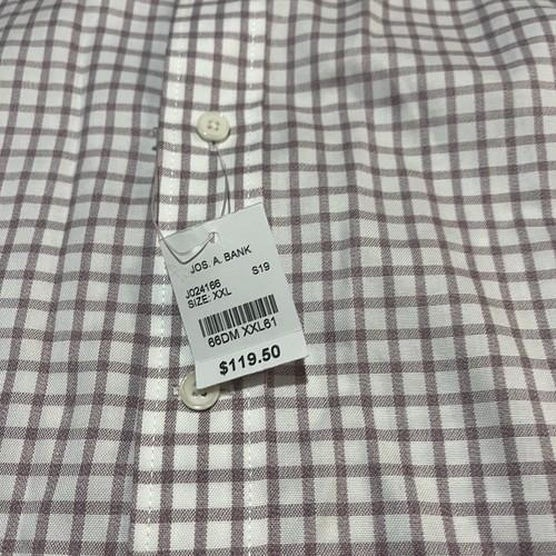 Jos A. Bank Reserve Men Shirt XXL White Plaid Tailored Long Sleeve Button NWT - Picture 4 of 11