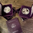 2 1992 S PROOF AMERICAN EAGLE $1,SILVER DOLLAR COIN BOX 1 OZ  Each 999 SILVER