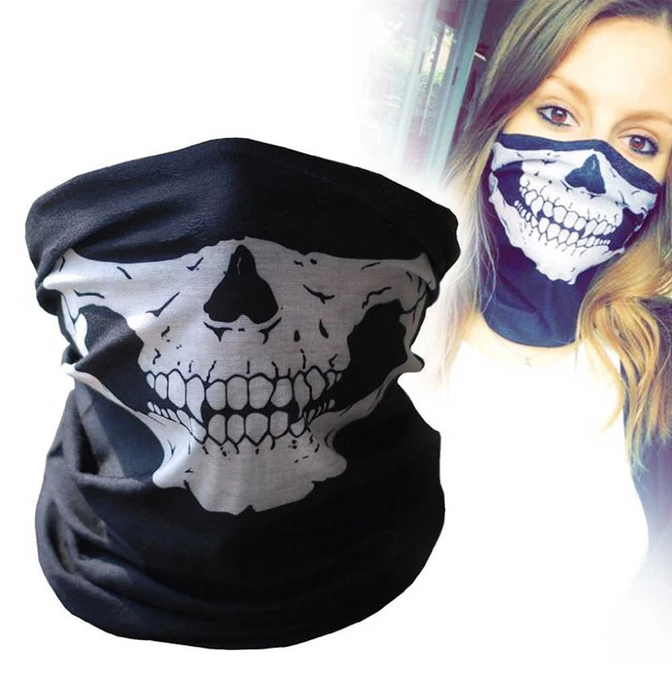 Máscara facial calavera NUEVO disfraz de Halloween de microfibra absorbente de humedad para el sudor Foto 3 de 4