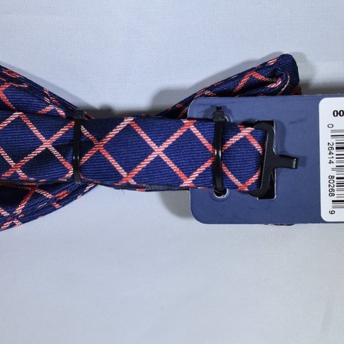 Men's Chaps Pre-Tied Bow Tie-Navy Blue Red Grid-New with Tags-FREE SHIPPING - Picture 4 of 4