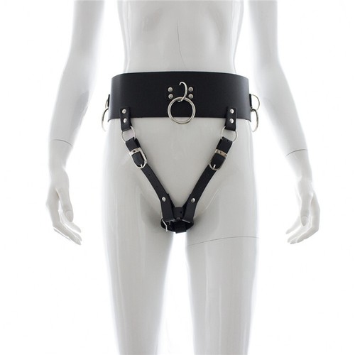 PU Leather Forced Orgasm Vibrator Strapon Wand Holder Harness Chastity Belt BDSM - Picture 11 of 16