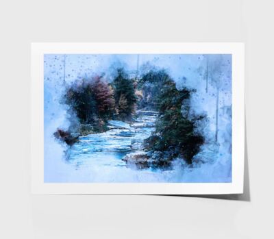 Nature Trees Print, Forest Wall Art,Watercolor Framed Nature Wall Art,Vector Art