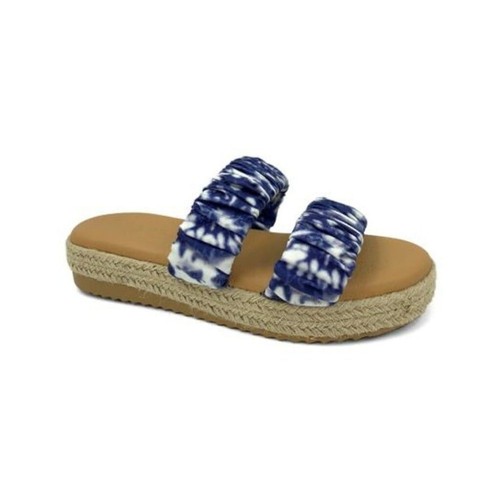 Bamboo Navy Tie-Dye Superb Double-Strap Platform Slide Sandals Size 6 New