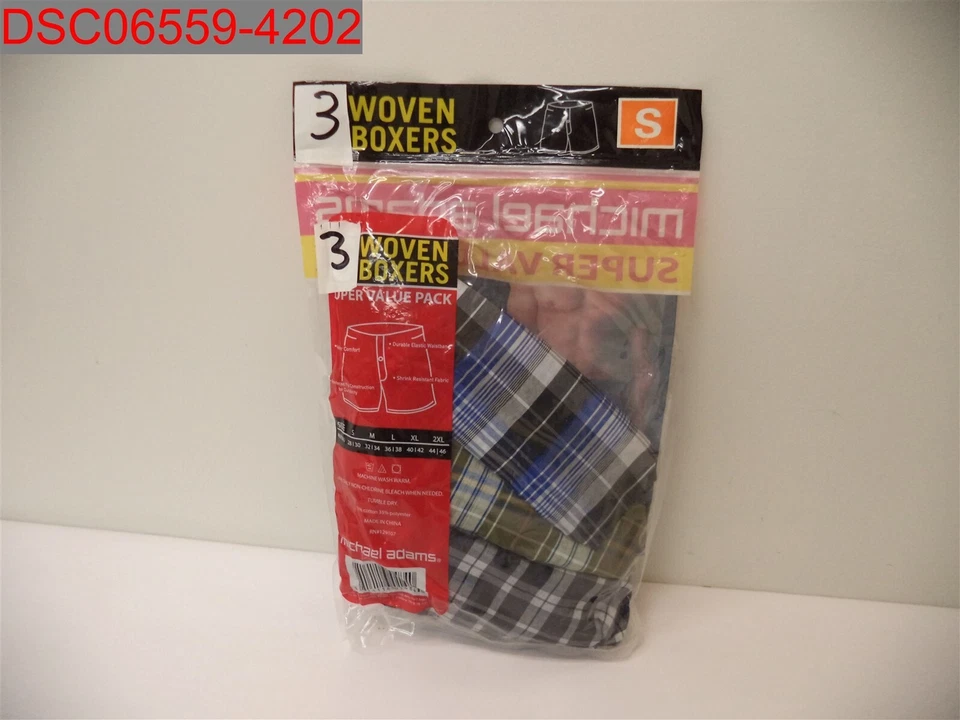 Michael Adams Men's Multicolor 3Pk Assorted Tag Free Woven Boxers S 814116014840 - Image 2 of 4