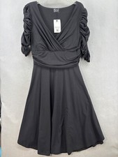 Mary Crafts Dress Womens Sz 14 Ruffled Ruched Gathered Fitted Jersey Knit Midi