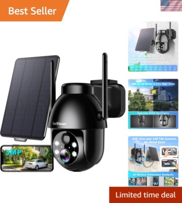 Eco-Friendly Solar Security Camera 3MP with Color Night Vision