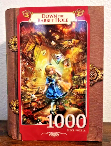 Masterpieces Down The Rabbit Hole Alice in Wonderland 1000 Pc Puzzle Book Box