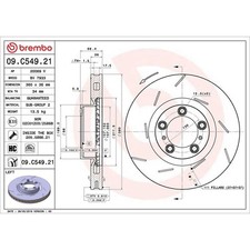 Image of Brembo Prime Line UV Coated Vented Brake Disc - Slotted 09.C549.21 Fits Porsche
