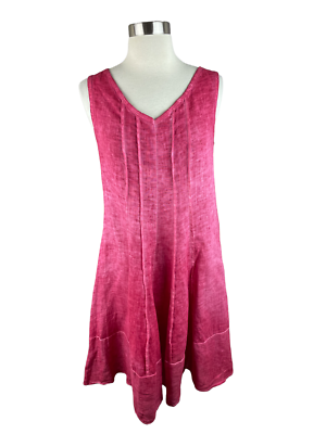 ONZ Italy S Pink Dyed Linen Seamed Sleeveless Dress Beachy Coastal | eBay