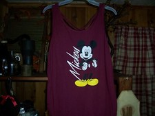 DISNEY GIRLS JUNIOR MICKEY MOUSE TANK TOP SHIRT SIZE LG 11-13 BURGUNDY NOVELTY