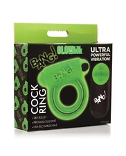 Bang! Glow-In-The-Dark Cock Ring Green - Silicone Vibrating Penis Cock Ring