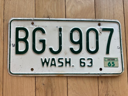 1963 Washington State Nummernschild mit Lasche von 1965