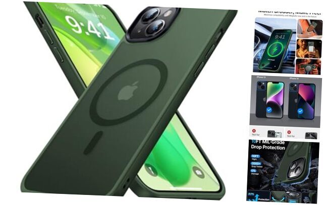 Magnetic for iPhone 13 Case & iPhone 14 Case for MagSafe [10FT Alpine Green