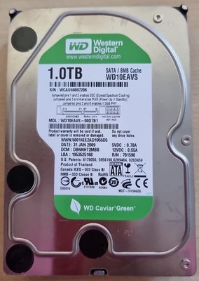 Western Digital Caviar Green 1TB,Intern,7200RPM (WD10EAVS) HDD (Hard Disk Drive)