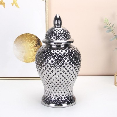 Ginger Jar aus Keramik, aushöhlen, glänzend, Tischplatte, dekoratives