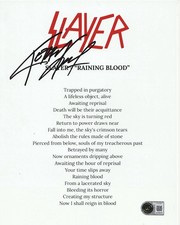 KERRY KING SIGNED SLAYER RAINING BLOOD 8x10 LYRIC SHEET - BECKETT COA