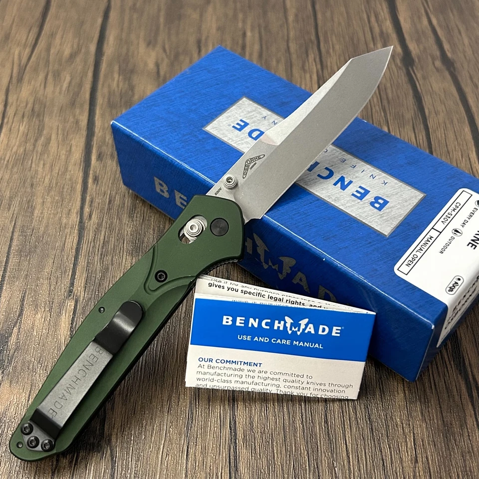 Cuchillo plegable/aluminio verde hecho en banco Osborne/940 CPM-S30V acero inoxidable 3,4" Foto 3 de 4