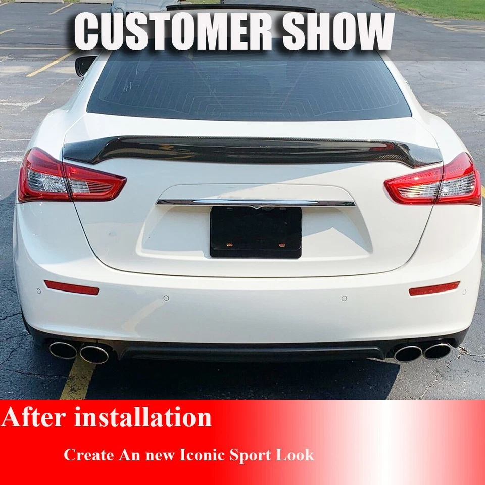 Alerón trasero apto para Maserati Ghibli sedán 2014-2017 maletero labio de ala carbono real Foto 4 de 4