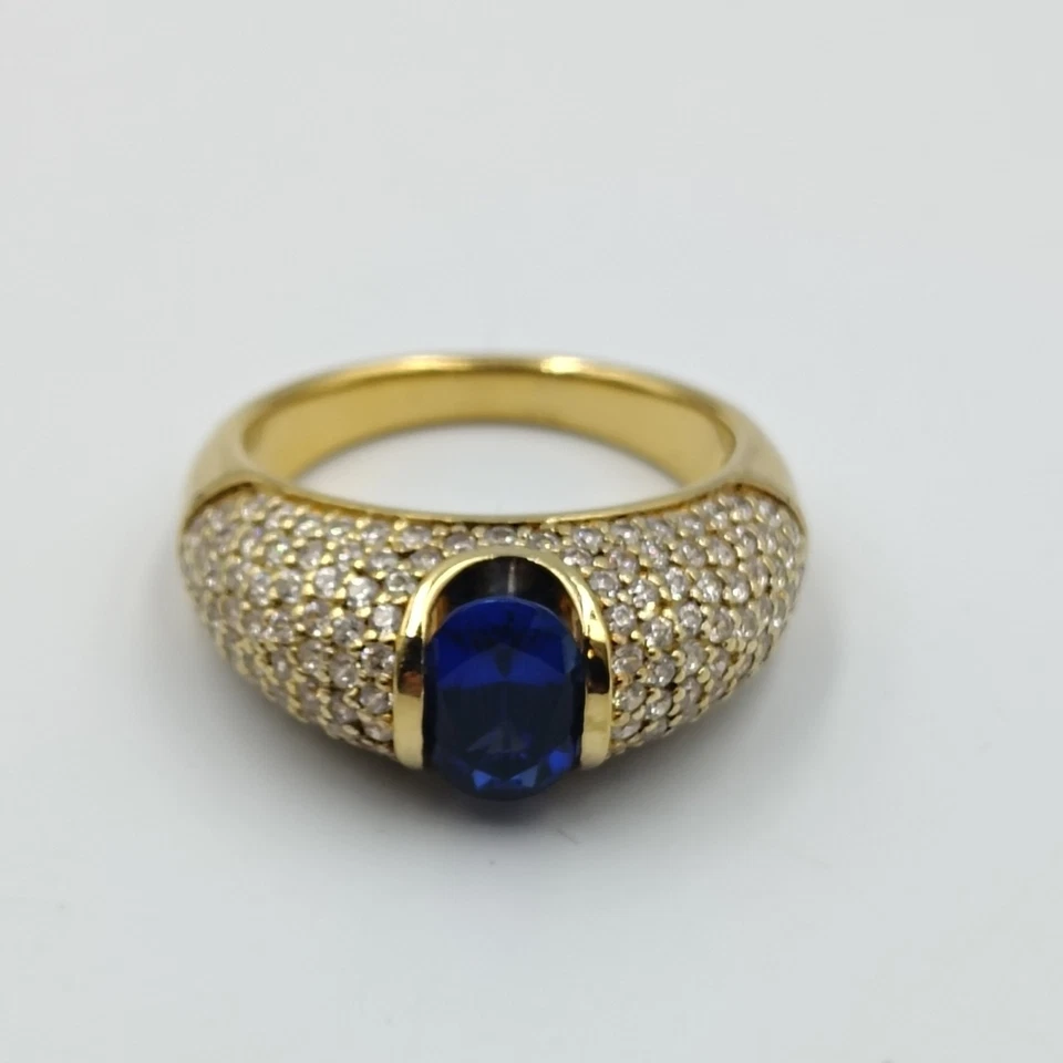 Anel estilo banda Epiphany prata esterlina 925 safira azul Vermeil CZ tamanho 8 - Imagem 2 de 4