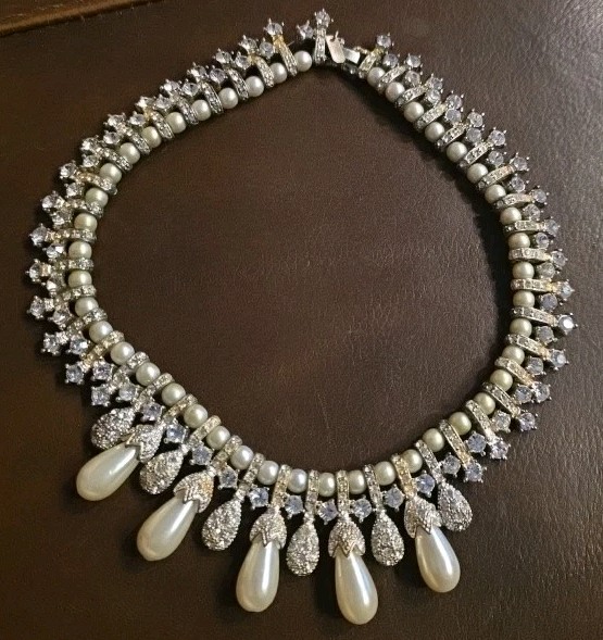 Signed Statement Necklace Deco Style  Rhinestones… - image 2