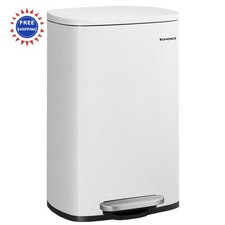 SONGMICS 13 G Trash Can Stainless Steel Kitchen Garbage Recycling Soft Close