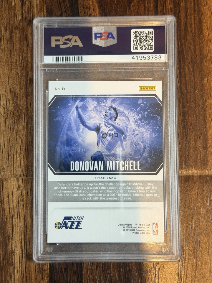 2018 Panini Father's Day Rookies Donovan Mitchell #6 /299 PSA 10 GM Low Pop - Image 2 of 2
