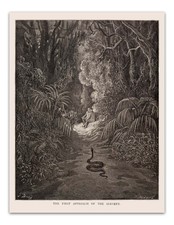 Gustave Dore FIRST APPROACH OF THE SERPENT 1891 Vintage Illustration 22x17 Print