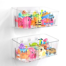 Bath Toy Storage 2 Packs, Large Bath Toy Holder with 3 Compartment, Quick Dry...