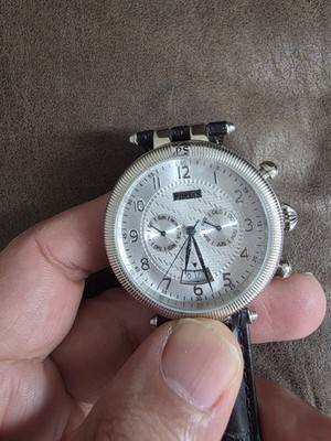 PortaS Uhr Armbanduhr Vollkalender dresswatch Automatic Stahl m. Lederband
